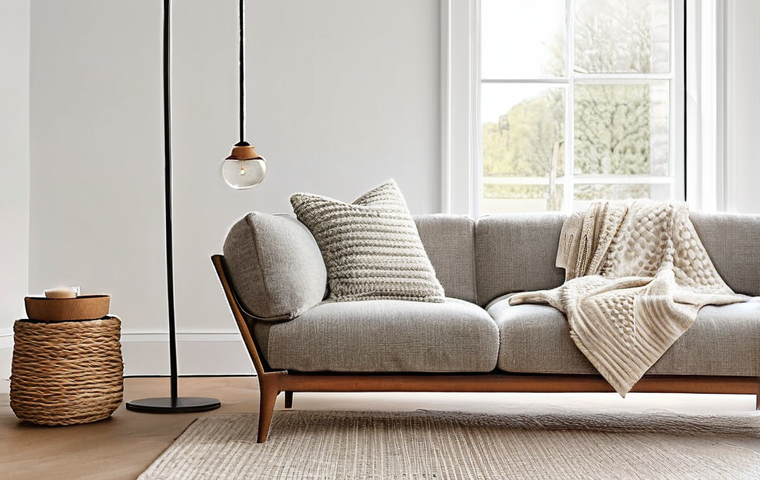 스웨덴에서 구매하면 좋은 제품 - **Cozy Scandinavian Living Room with Sustainable Textiles:**
A serene, minimalist Scandinavian l...