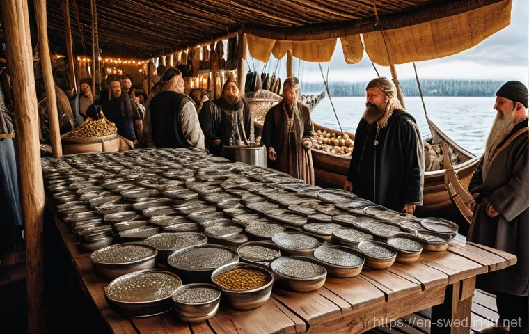 스웨덴 바이킹 문화 - **Prompt:** A detailed, realistic depiction of a bustling Swedish Viking shipyard on the shores of a...