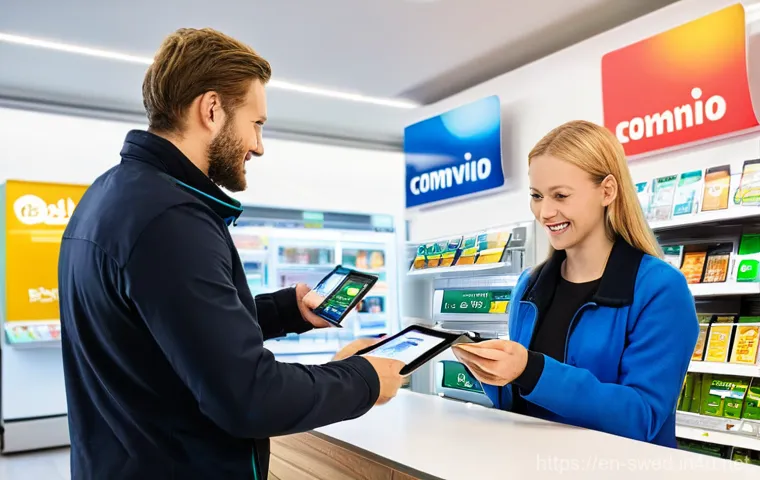 스웨덴에서 핸드폰 개통하는 법 - **Prompt:** A young adult, smartly dressed in casual travel attire, stands in a bright, modern airpo...